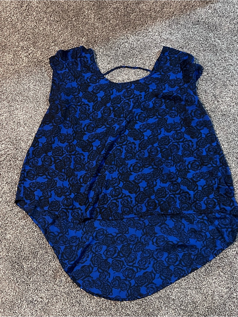 torrid Royal Blue Floral Cutout Cap Sleeve Blouse